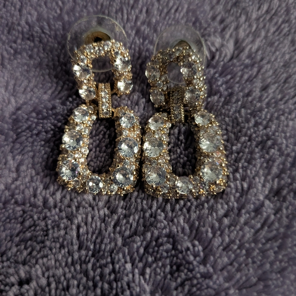 Women's Gold and Silver Crystal Earrings